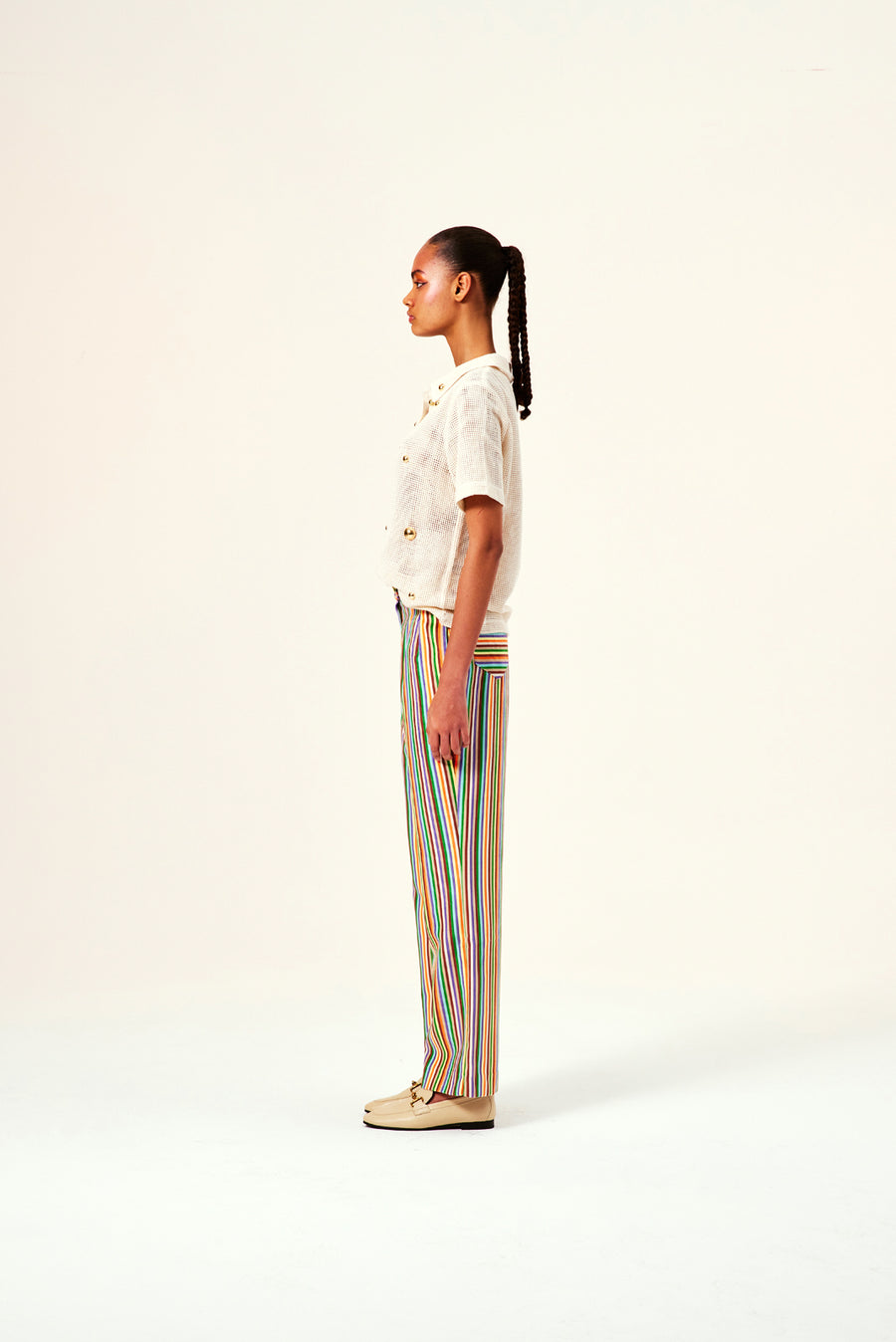 LULA - Multicolor striped pleated corduroy pants