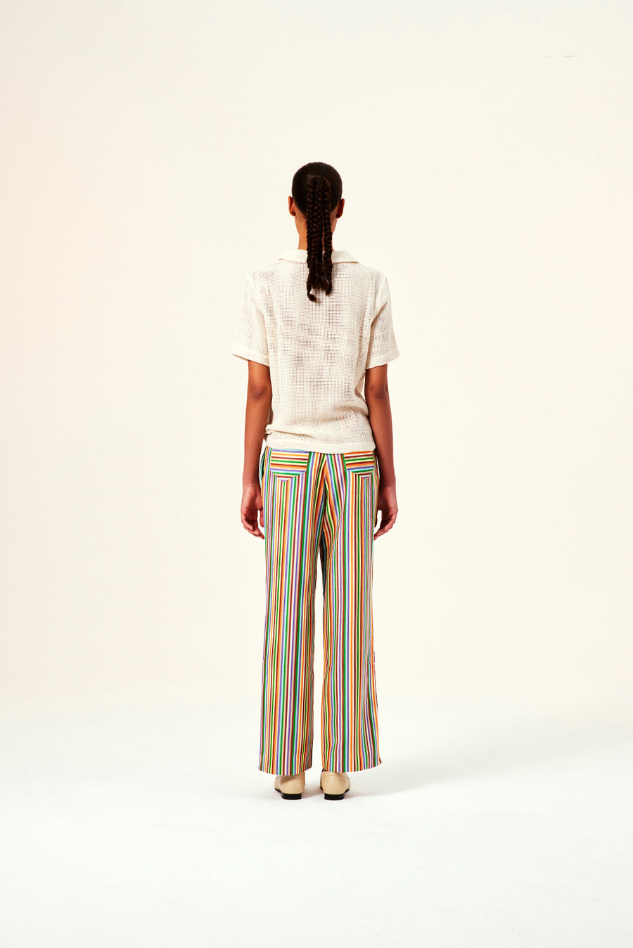LULA - Multicolor striped pleated corduroy pants
