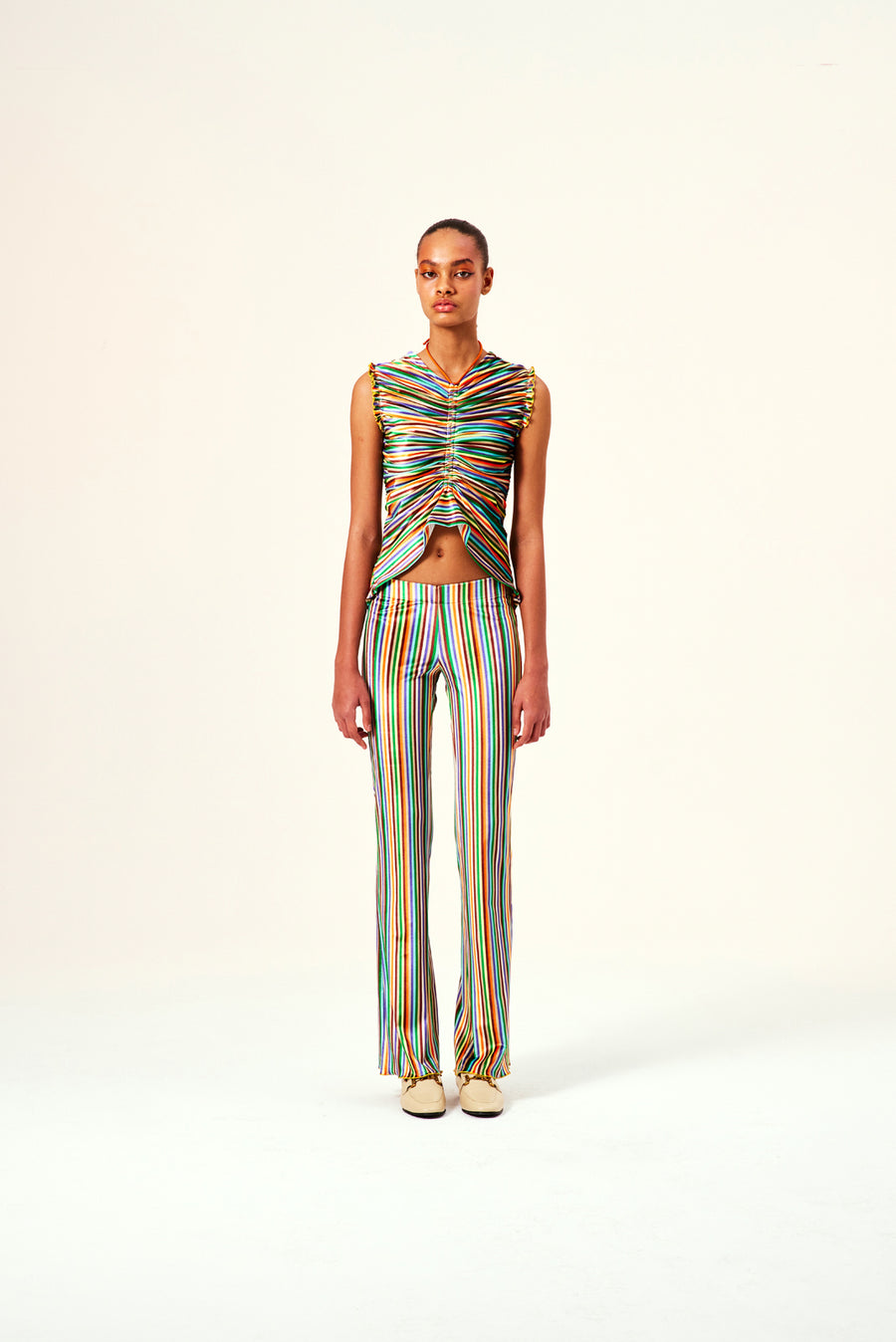 IZA - Multicolor striped draped blouse