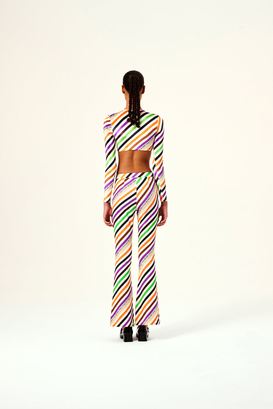 ISLA - Diagonal striped flare pants