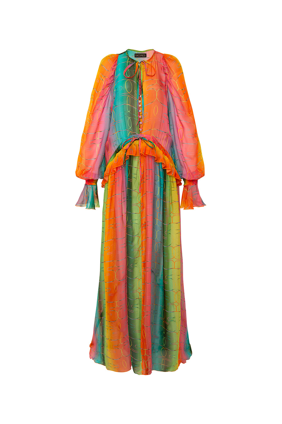 ALORA - Color-graded maxi dress with frills
