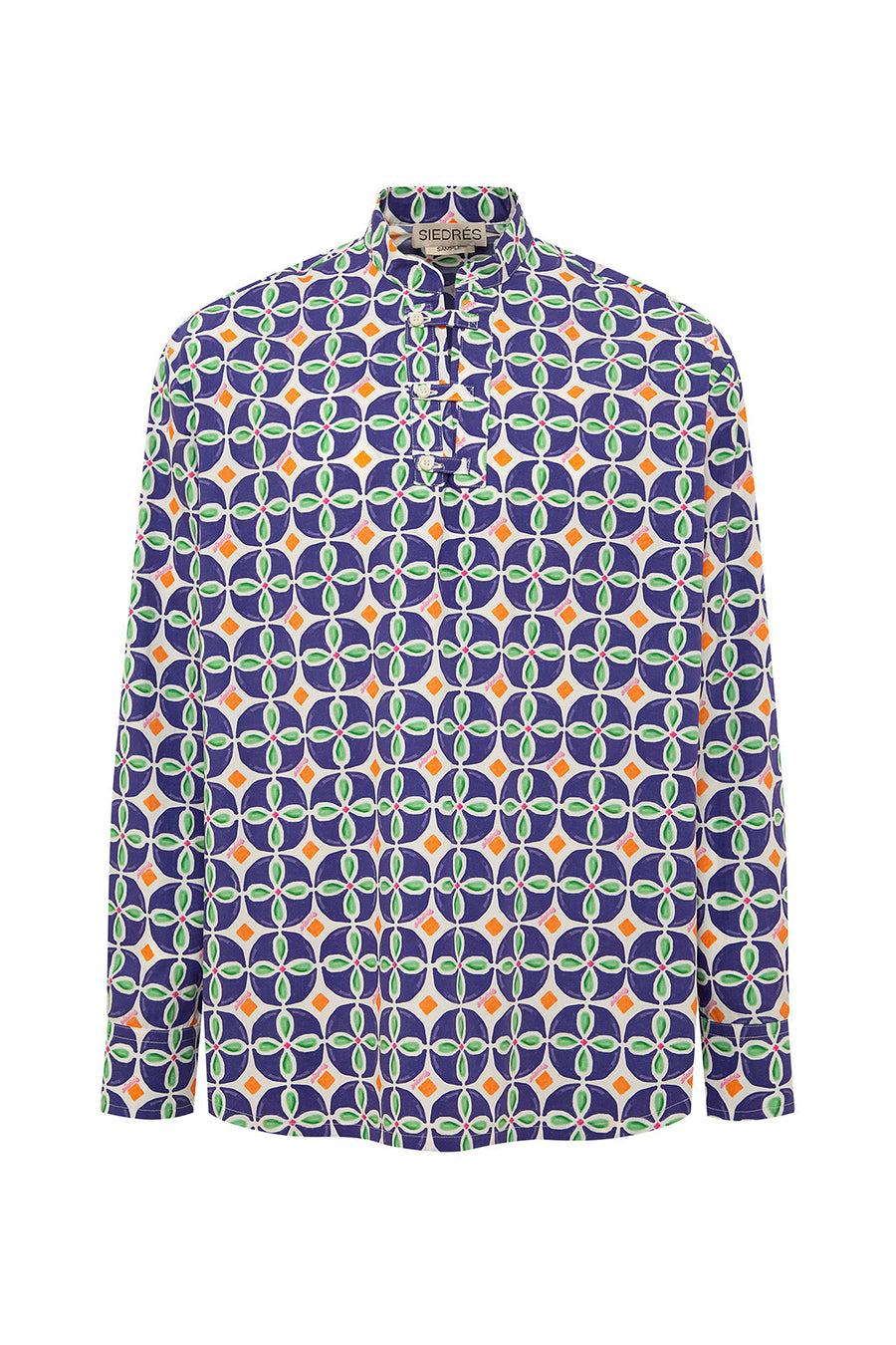 JAMIE - Mandarin collar printed long sleeve shirt