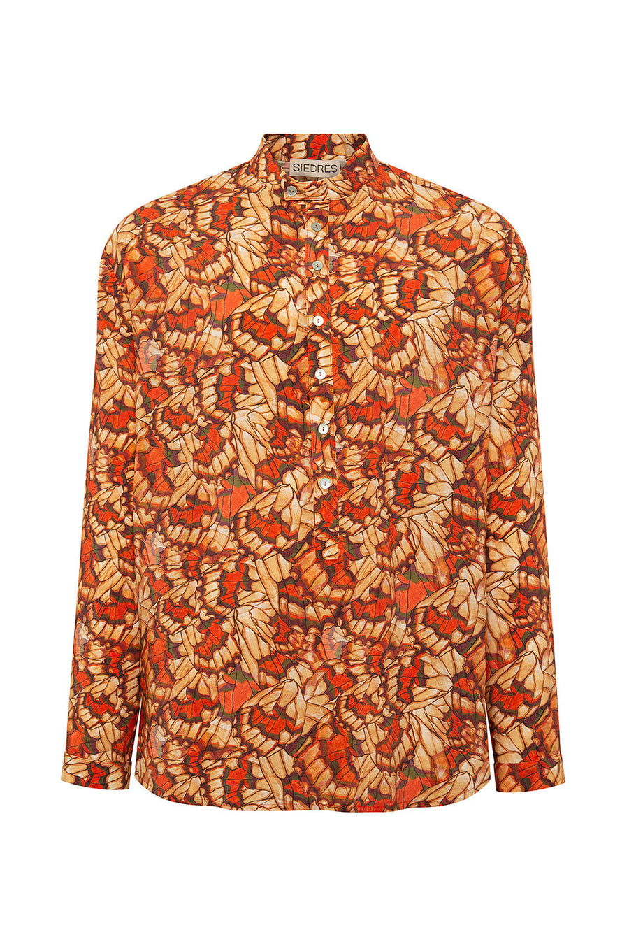 MAUI - Mandarin collar long sleeve shirt with 3/4 placket