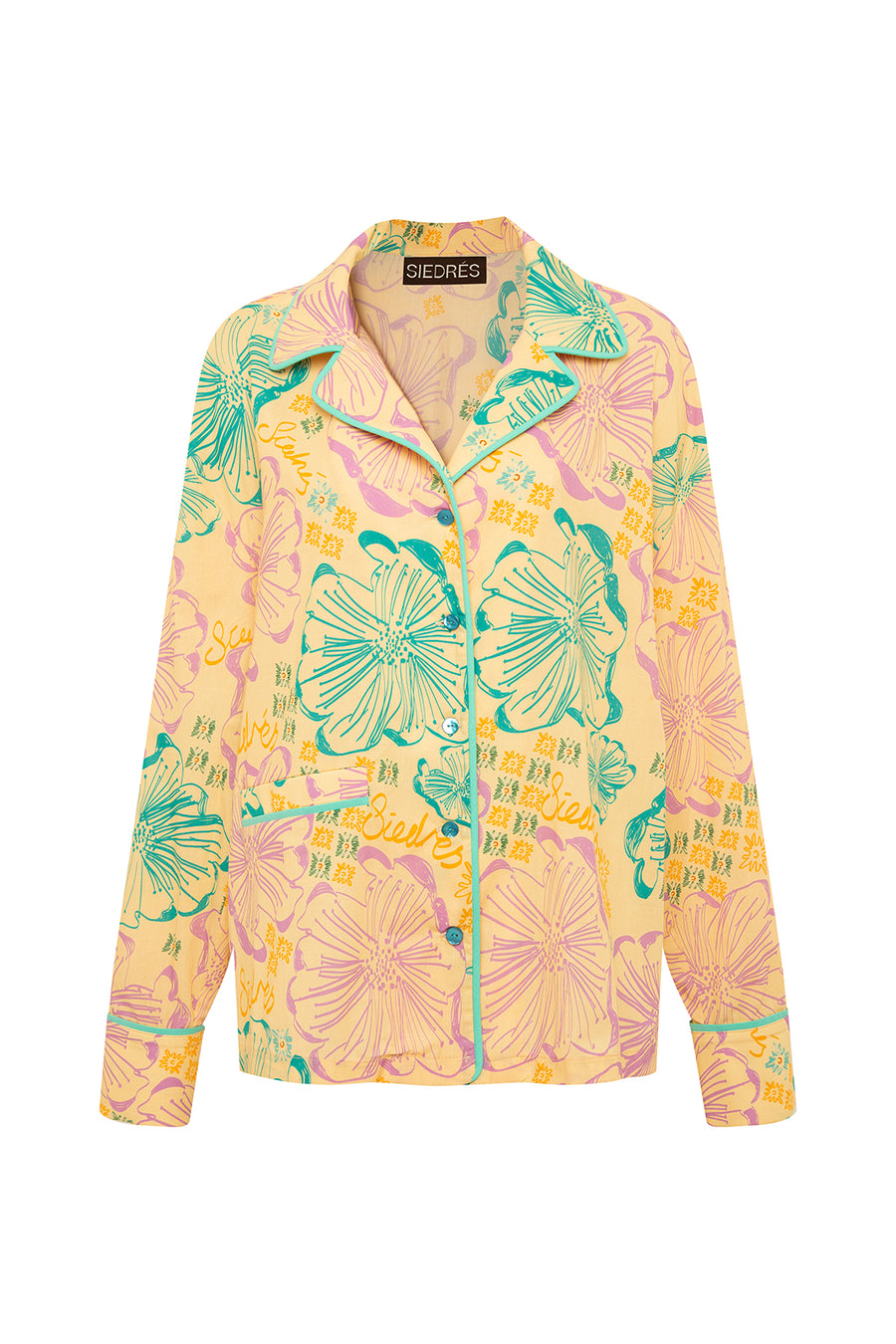 NICO - Flower printed shirt with contrast piping