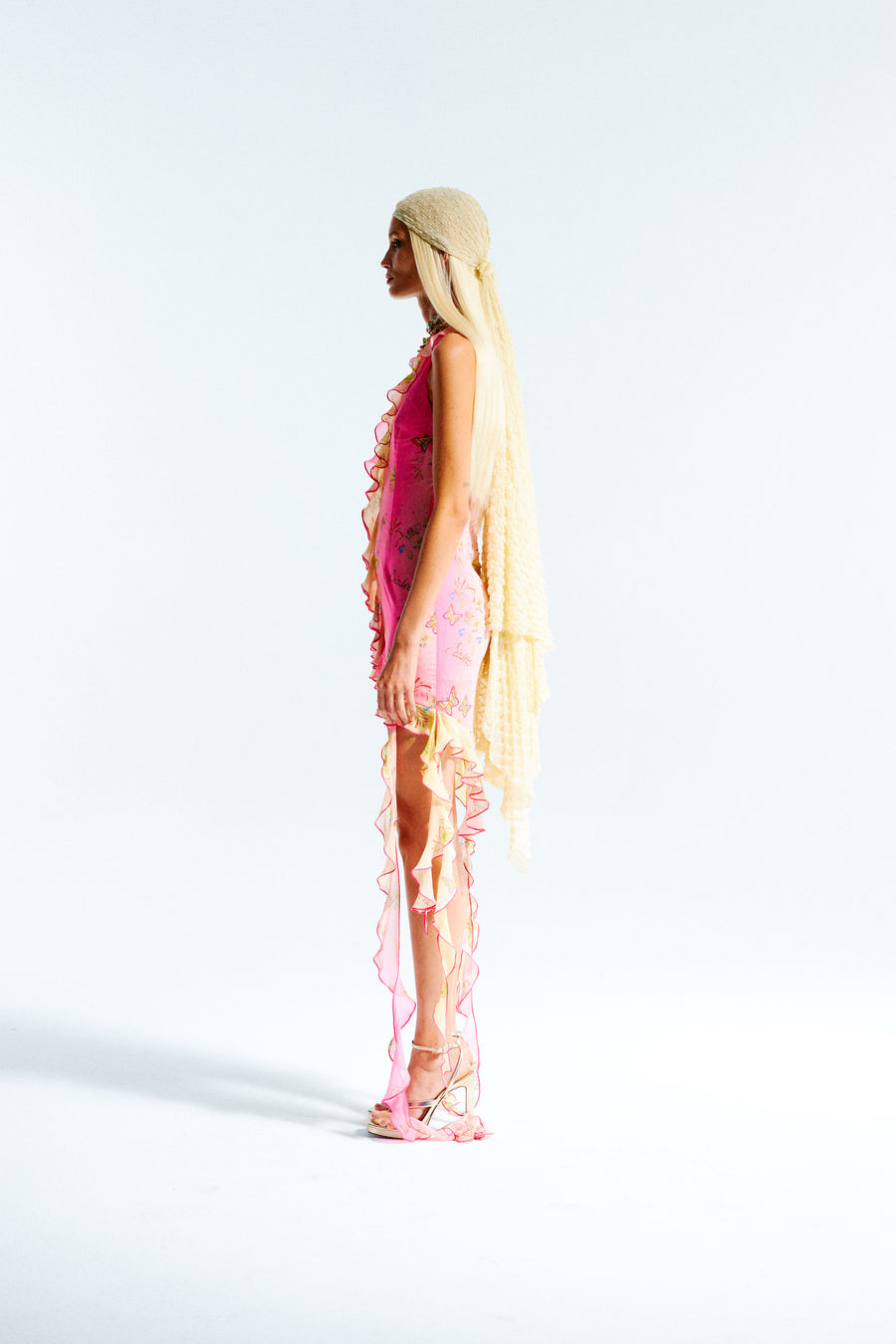 ALEXA - Pinkfly halterneck dress with ruffles