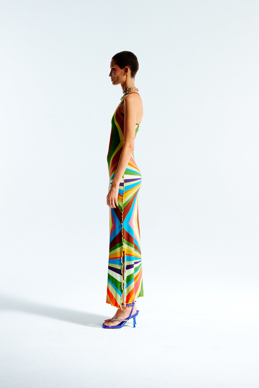 SOLANA - Sun-ray knit maxi dress